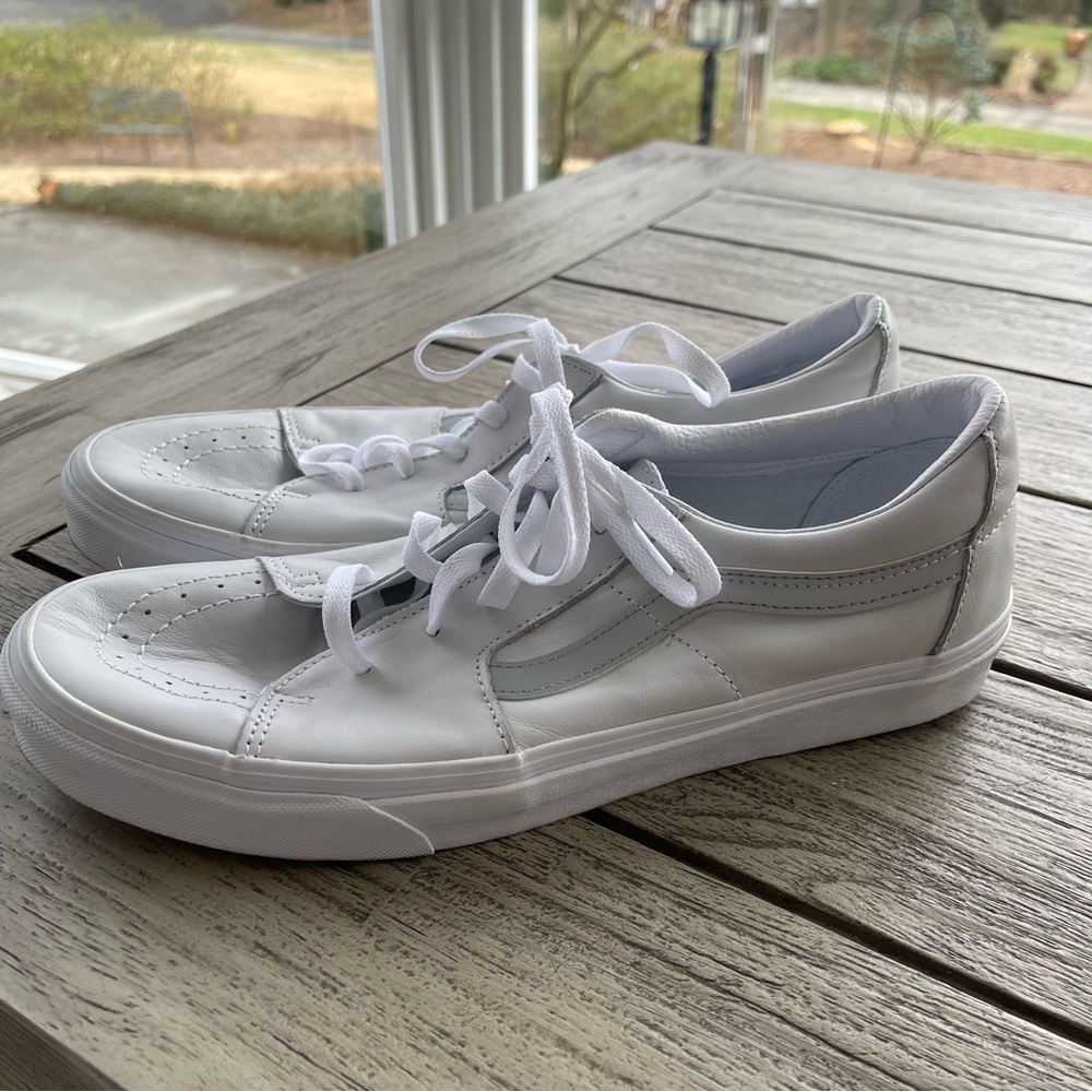 Vans SK-8 Low White Reflective Leather Sneakers Mens Size 11.5 - Picture 2 of 4